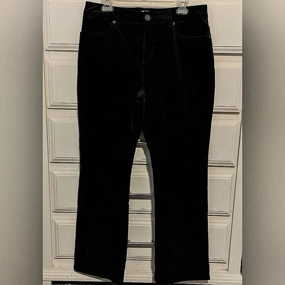 Pendleton Pants - Pendleton Black Corduroy/Velour High Rise Stretch Straight Leg Pants Size 12